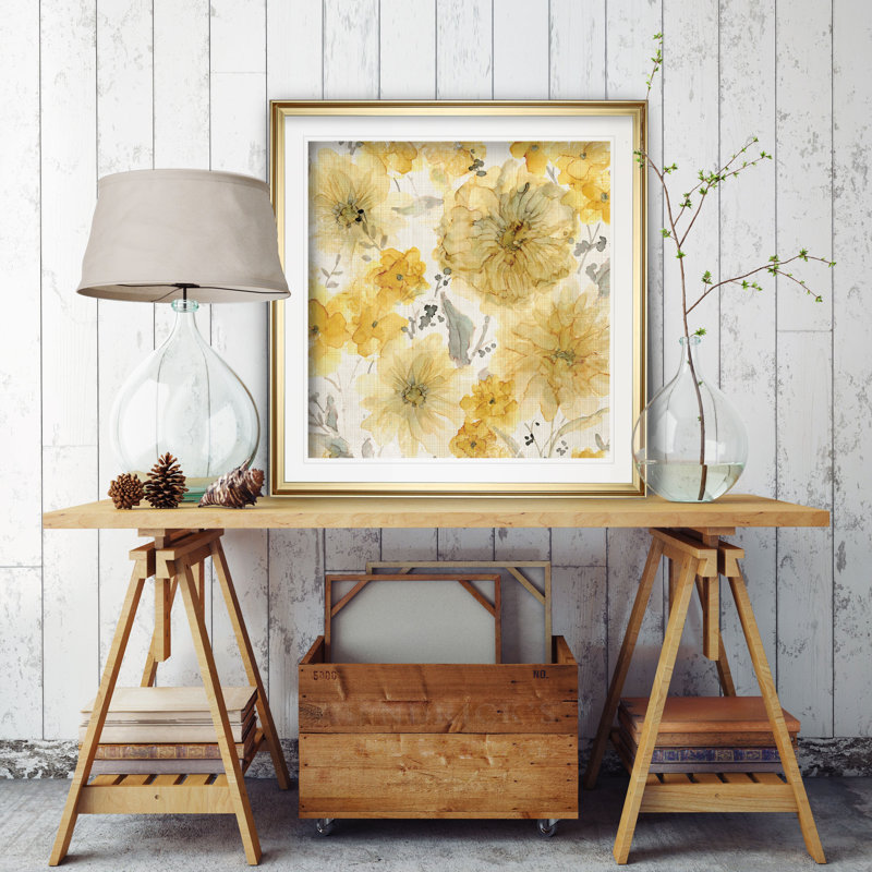 « soleil et lin », impression encadrée, H 17,5 po x l 17,5 po x P 1,5 po, Cadre doré