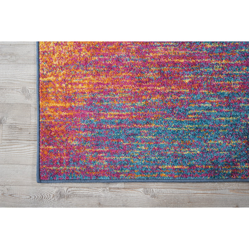 Tapis rose / mauve à motif abstrait Liia, Tapis de couloir 2 pi 2 po x 10 pi