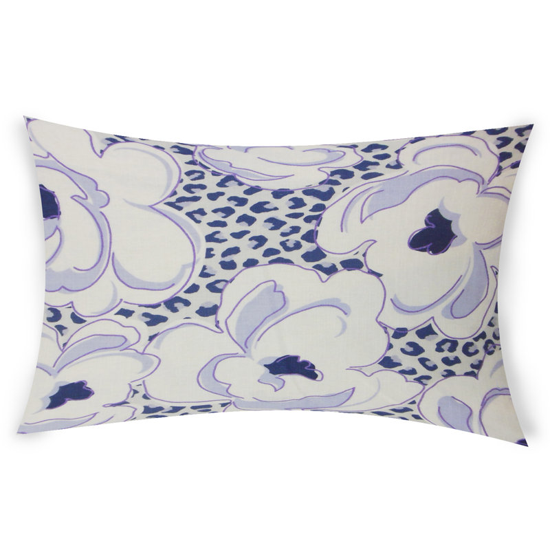 Floral Cotton Blend Reversible Throw Pillow, Brown, 12" x 24"