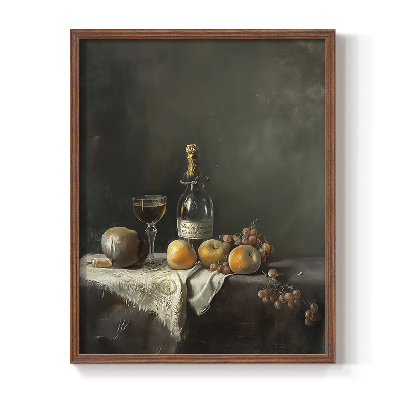 Reproduction encadrée FLORAL Series DCCxxiii - bois massif, H 11 po x l 9 po, Noyer