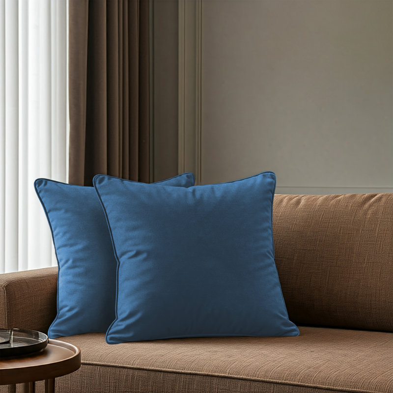 Housse de coussin décoratif en velours fin et luxueux a1h1h, Sarcelle, 24 po x 24 po