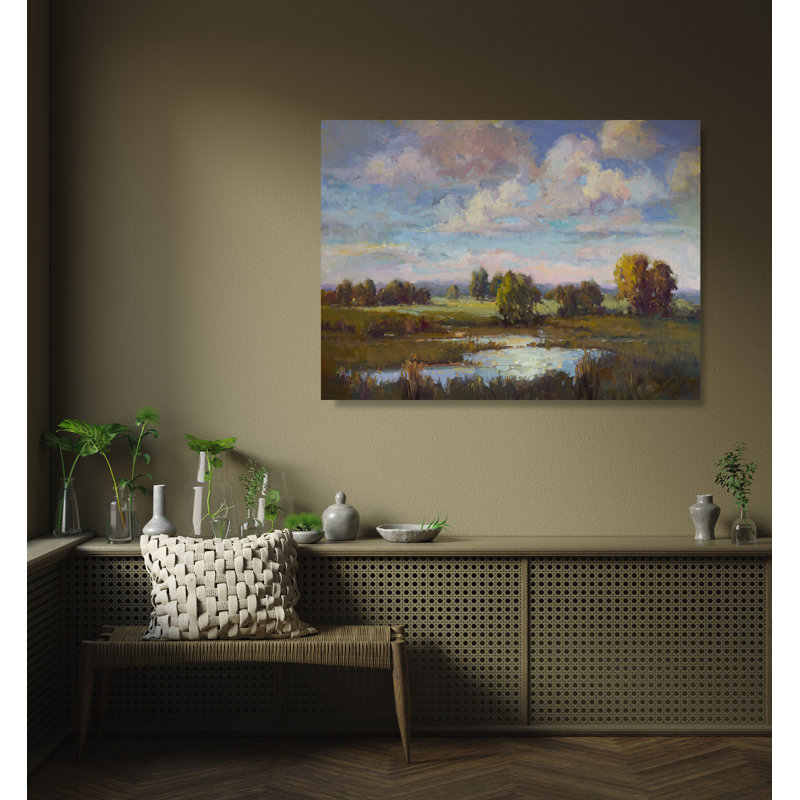 John Beard Collection''s Low Country Daybreak On Giclee Canvas Hand Embellished Art, Black Framed Canvas