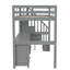 Lit mezzanine simple gris avec bureau et double compartiment de rangement