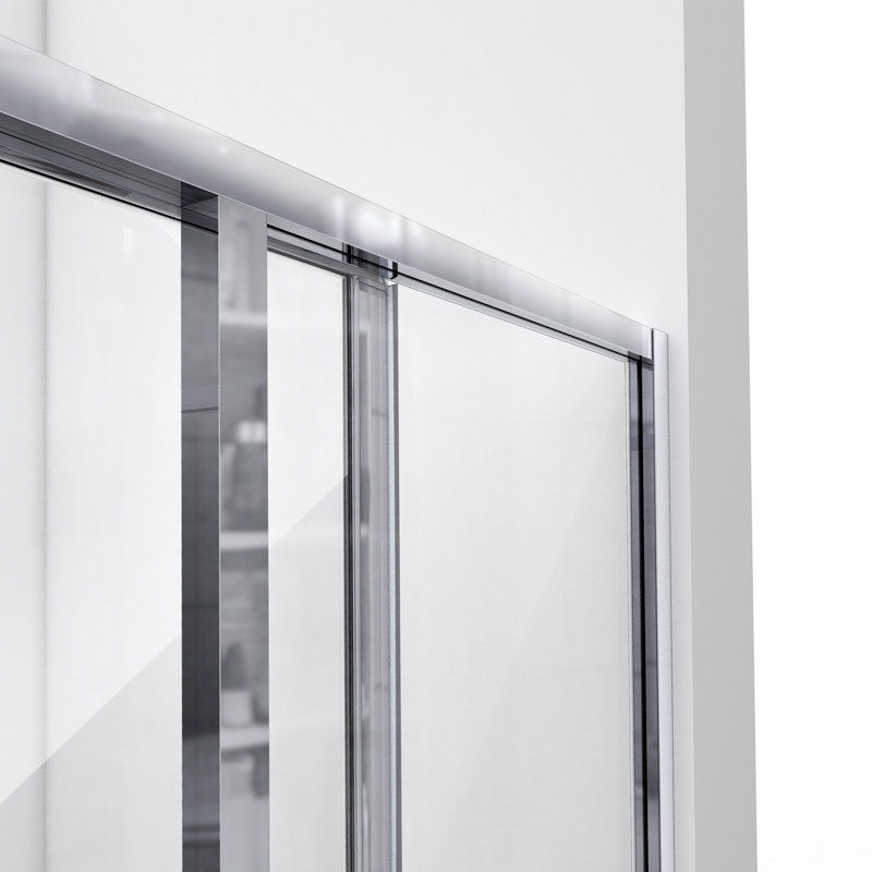 Cornerview 42" W x 42" D x 74.75" H Framed Square Sliding Shower Enclosure with Base Included, Matte Black, Chrome