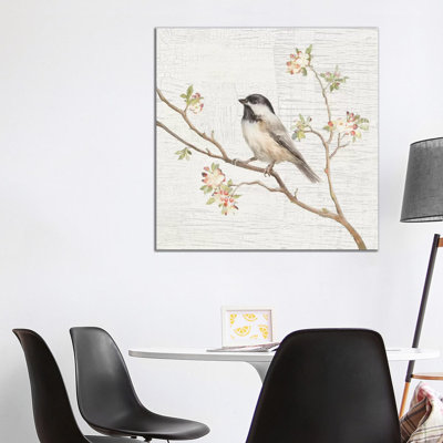 Vintage Black Capped Chickadee by Danhui Nai - Print on Canvas