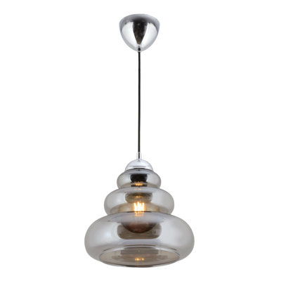 Stylish Chandelier, Plastic Body, 9.8 x 2.8 inches Base Plate, 25.0 x 9.4 inches Glass Cap | E27 Socket, Max 40W, Adjustable Height 12.2 - 23.6 inches | Elegant Lighting for Living Room & Dining Areas, IP20 Rated
