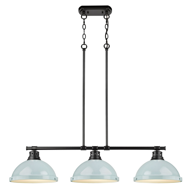 Luminaire suspendu en forme de dôme à 3 lumières pour îlot de cuisine Drakeford, Écume de mer, Black