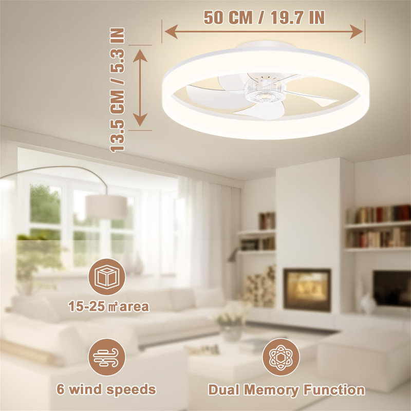 Ceiling Fan with LED Lights, Clear