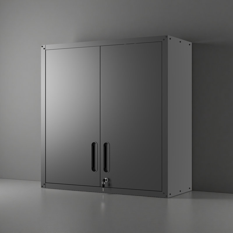 Metal Wall-Mounted Tool Storage Cabinet With Locking Door And 1 Shelf For Garage Warehouse, Black