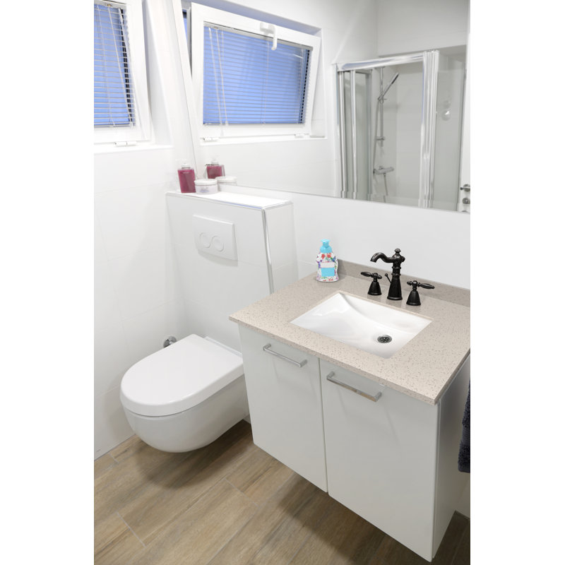 Iced White 37 in. Marble Vanity Top with Rectangular Sink