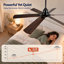 Ventilateur de plafond intelligent d'intérieur / extérieur de 60 pouces avec lumière DEL à intensité variable, moteur à courant continu réversible à 6 vitesses et télécommande