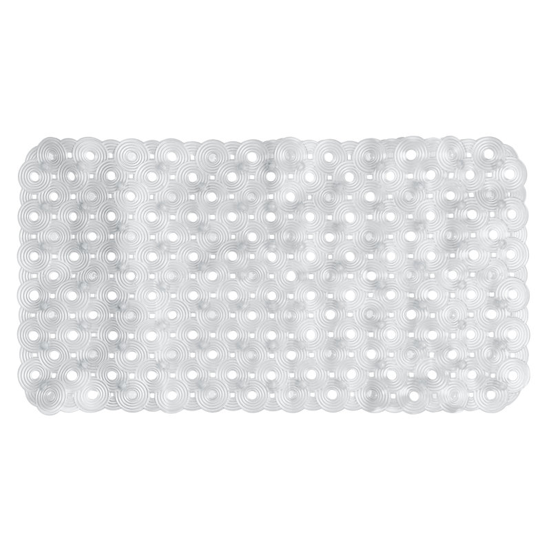 Tapis de douche antidérapant à motif géométrique en vinyle avec ventouses - 26,8 po x 14,6 po, Clair