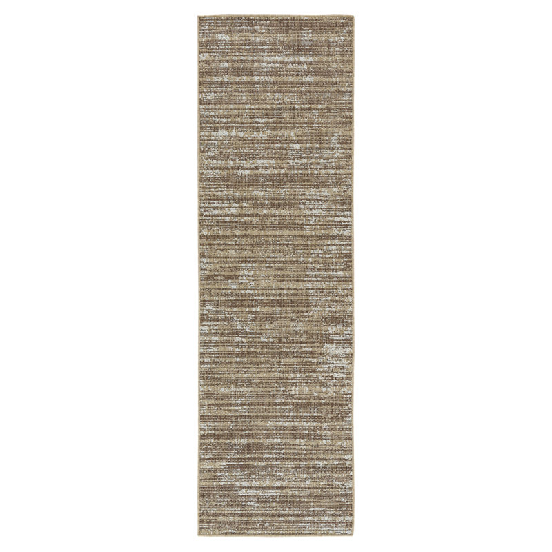Tapis d'intérieur / extérieur contemporain à tissage plat, Tapis de couloir 2 pi 4 po x 8 pi