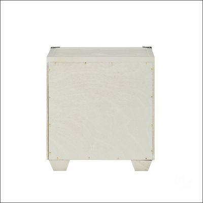 Versatile Wooden Nightstand With Industrial Metal Braces And Functional Drawer
