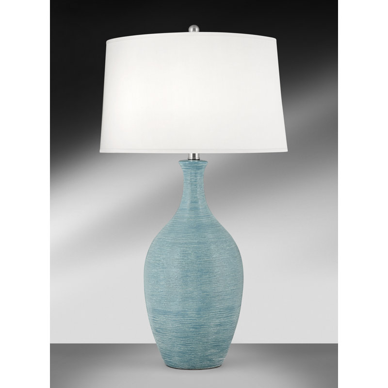 Filare 31 in. Spun Sky Blue Ceramic Table Lamp