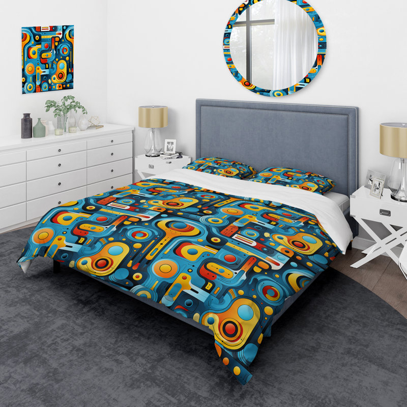 Ensemble de housse de couette orange Nomadic, Housse de couette pour grand lit et 2 taies décor