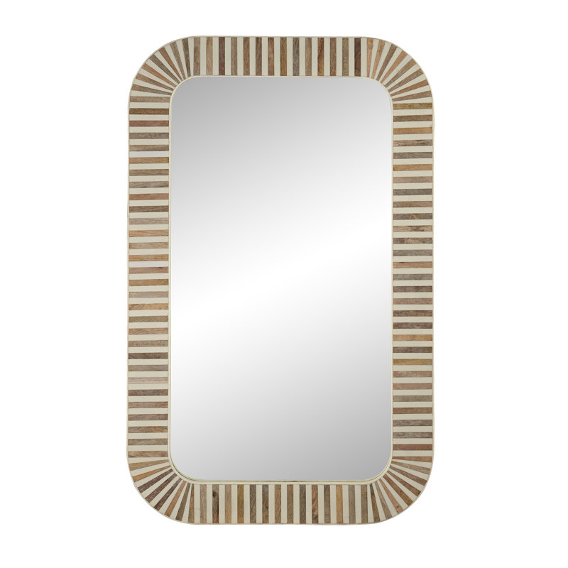 Rutgers Wood and Bone Inlay Rectangular Mirror