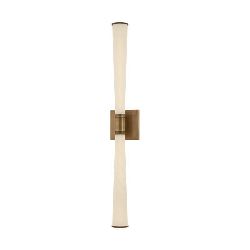 2 - Light LED Vanity Light, 28.5" H x 4.25" W x 3.25" D, Matte Cloud / Patina Brass, 13