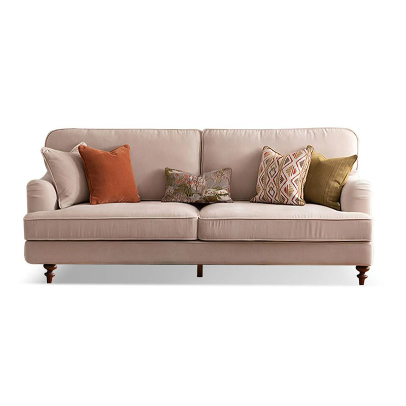 Canapé en velours côtelé standard blanc crème, Blanc / crémeux, H 34,65 po x l 66,93 po x P 36,22 po