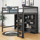 Ilyass Loft Bed with Shelves by Harriet Bee