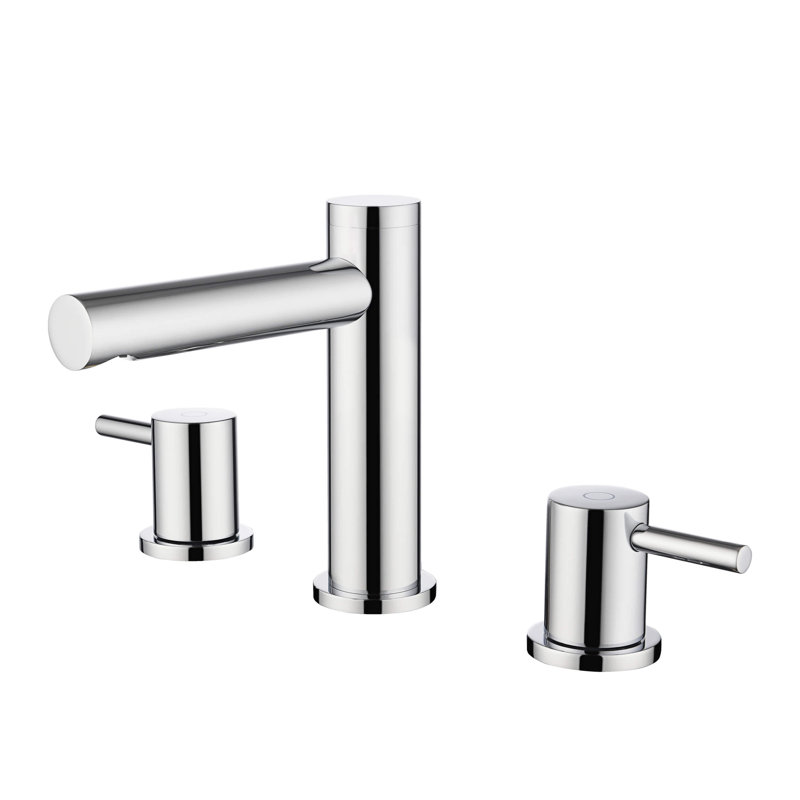 Circular 2-handle 8" Widespread Bathroom Faucet with Pop Up Drain, Chrome