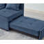  Fauteuil-lit inclinable convertible 4-en-1 avec structure en bois robuste, revêtement en polyester, idéal pour le salon, la chambre à coucher ou les petits espaces, conception confortable, élégante et durable, bleu