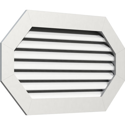 Évent horizontal en PVC à pignon octogonal allongé en PVC avec cadre plat blanc