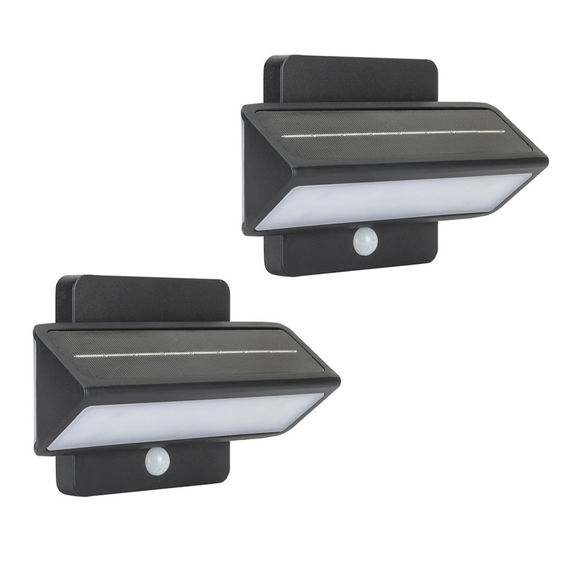 Architectual Solar Wall Accent Light with Motion Sensor- 2 pack Black, Black