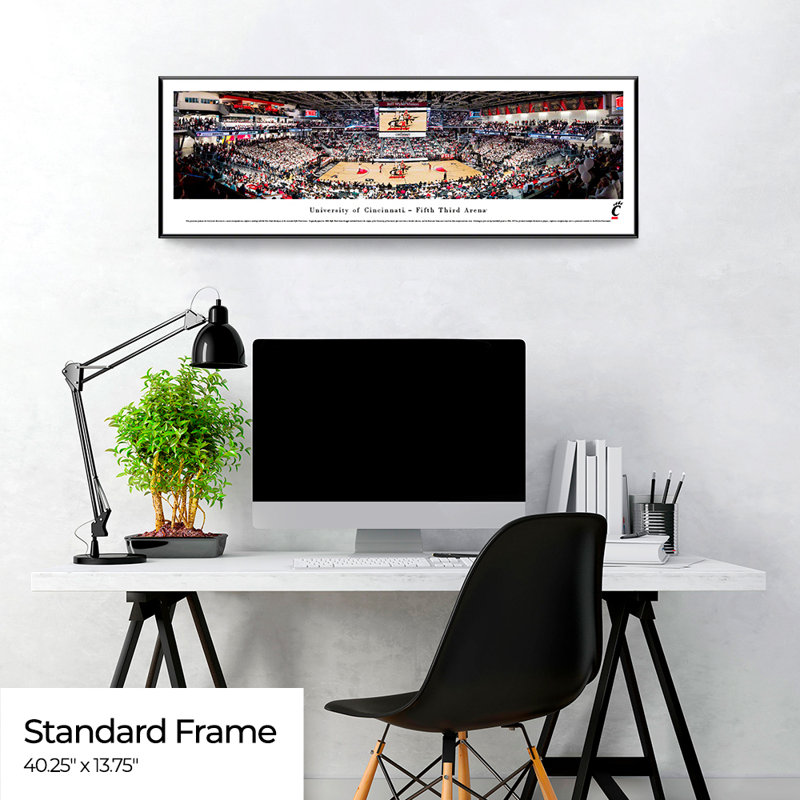 NCAA Cincinnati Bearcats Basketball Panoramic Print, Black Floater Framed, 13.75" H x 40.25" W x 0.88" D