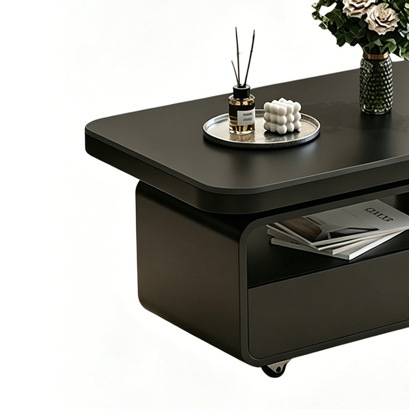 Table basse de luxe Modern Light, Black, 18.5" H x 35.43" L x 17.71" W, Sintered Stone