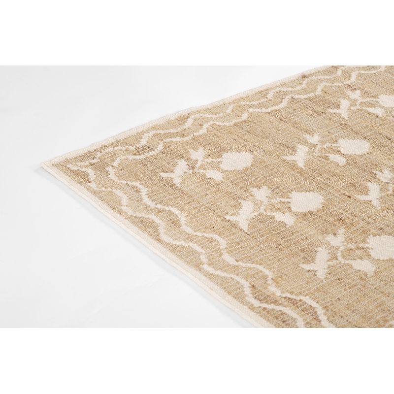 Erin Gates by Momeni Orchard Leaning Flower Jute and Wool Hand Woven Ivory Area Rug, Rectangle 2' x 3'