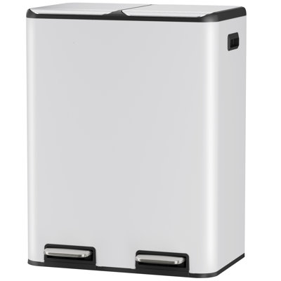 Gal Dual Kitchen Trash Can, Garbage Bin, Recycle Waste Dustbin, W/2 Built-In Box For Odour Control, Soft-Close Lid,2 Buckets, Foot Pedal, Side Handle, For Home Office