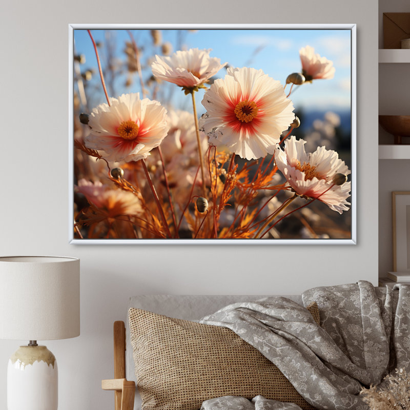 «Stunning Seasonal Flowers Field», reproduction sur toile encadrée, H 12 po x l 20 po, Cadre flottant blanc