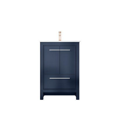 Meuble-lavabo bleu marine de 24 po de largeur x 20 po de profondeur - comptoir en marbre de culture, robinet en or rose, tablettes à fermeture douce, égratignures et taches, armoire de rangement suffisante de 24 po L 20 po Comptoir D, robinet, fermeture