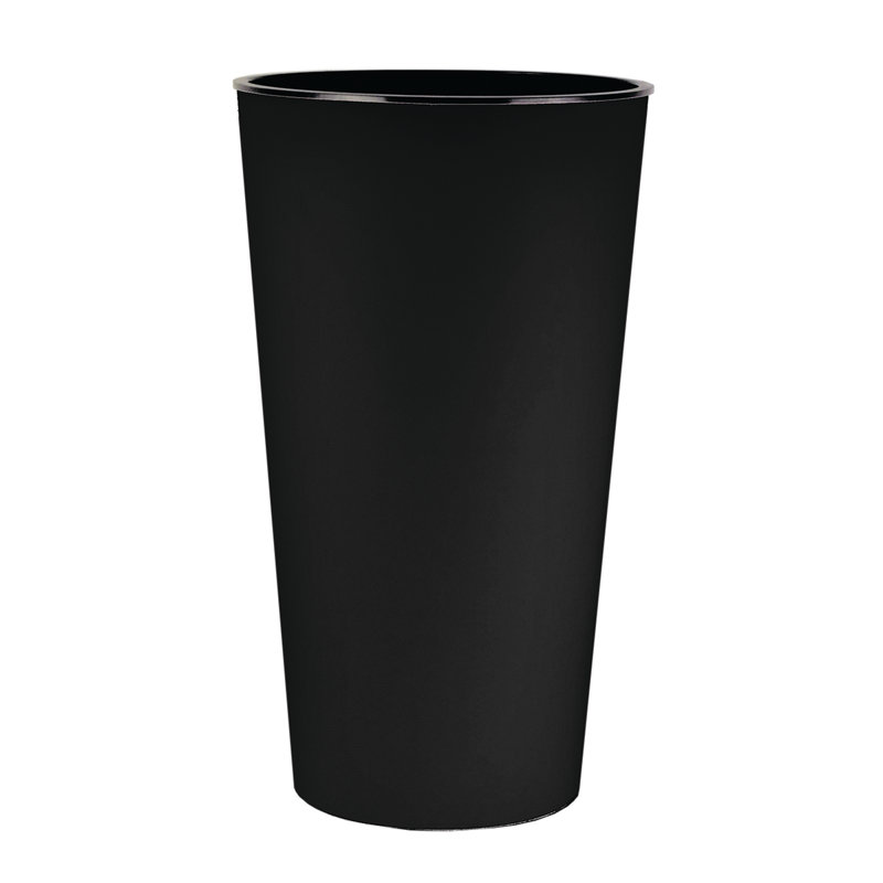 23" H Cascade Tall Round Plastic Planter, Matte Black