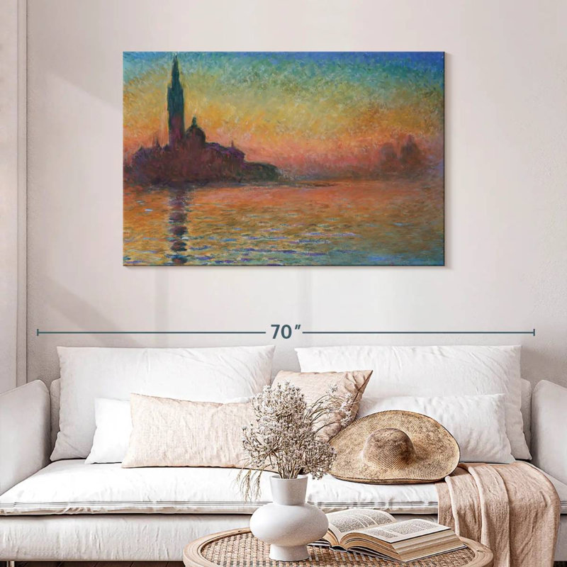 Ravi San Giorgio Majeur au crépuscule, H 30 po x l 45 po