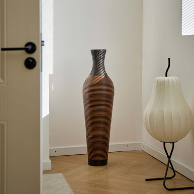 Vase de plancher en rotin de PVC tissé à la main, grand vase décoratif de 39 pouces pour la maison, vase de style bohémien de style campagnard pour le salon, le vestibule, le bureau