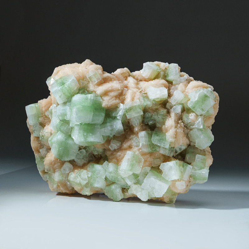 Gem Green Apophyllite with Stilbite from Jalgaon, Aurangabad District, Maharastra, India
