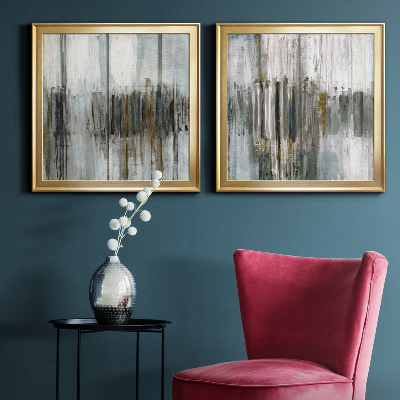 «Saturnia Spring I», ensemble de 2 peintures sur toile encadrées, Or, H 26,5 po x l 53 po x P 1,5 po