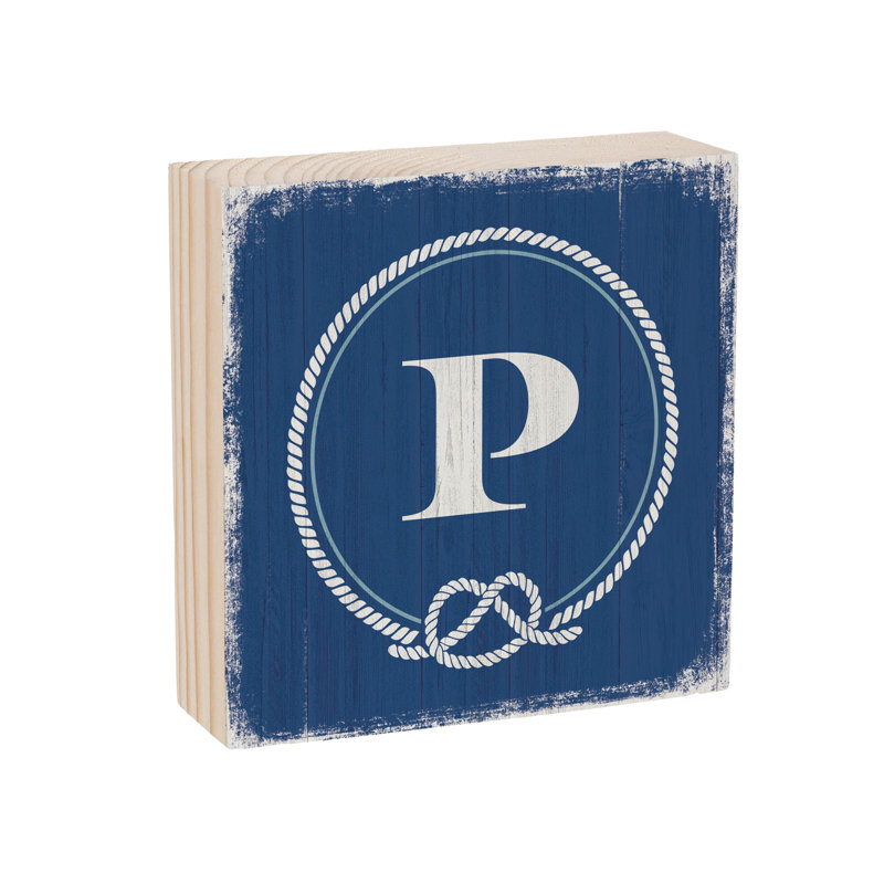 Coastal Wooden Plock Monogram Nautical 6" P