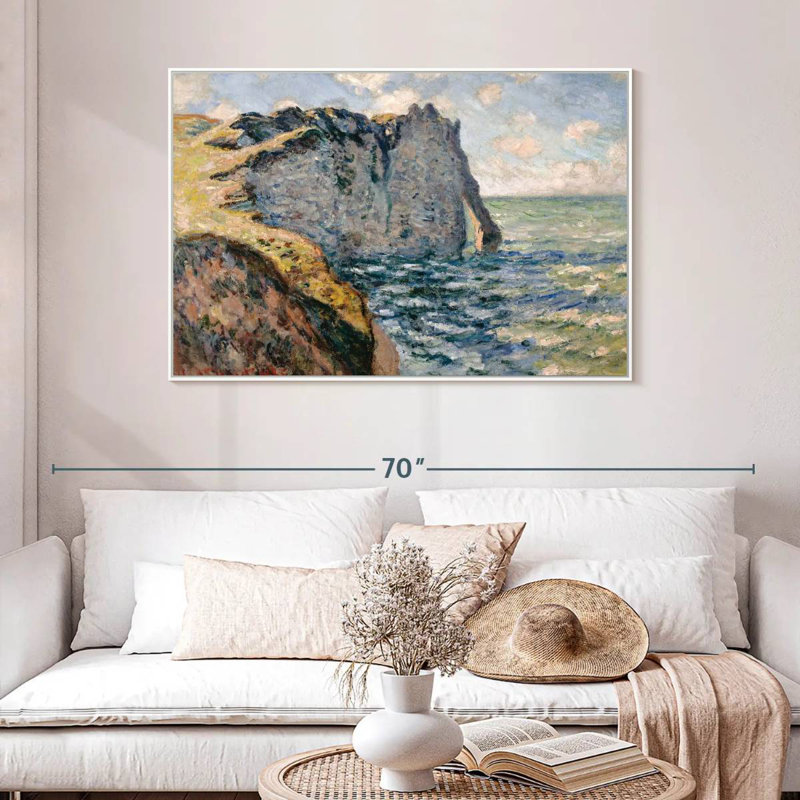 The Cliff Of Aval Etretat, 46" X 31", Floating Frame White