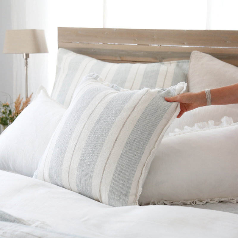 Housse et insert de coussin carré en lin Laguna, Gris / Charbon
