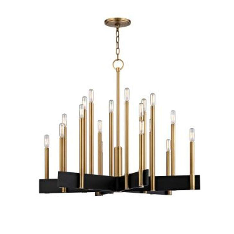 Abrams 18 - Light Chandelier, Aged Brass