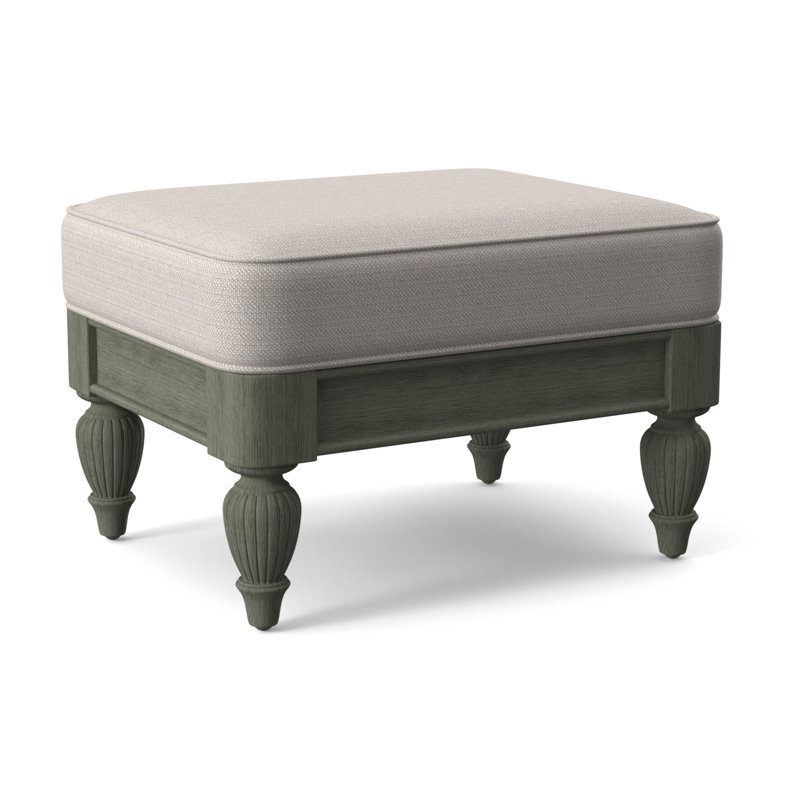 Grand View Ottoman, Navy Finish, White Textured Performance; 0865-91