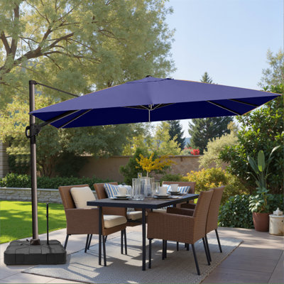 145'' X 104' Offset Patio Cantilever Umbrella with Easy-Move Base | One-Person Mobility