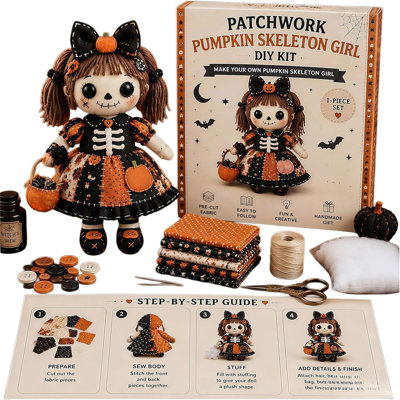 Embroidery material pack Patchwork Skeleton Witch Girl DIY Set