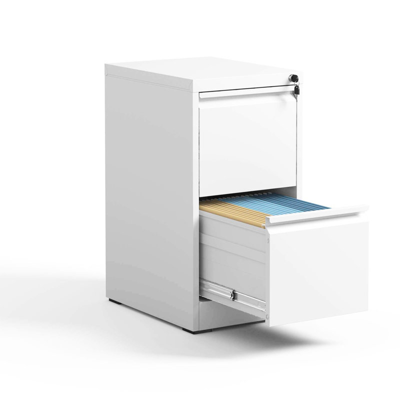 Metal Vertical File Cabinet With Lock, 2 Drawers, For Office, Build, Spacious Organization Office/Home, Storage, White