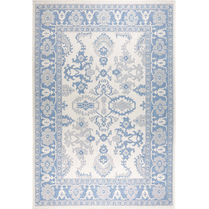 Tapis intérieur / extérieur gris / bleu Nicole Miller par Nicole Miller, Rectangle 5 pi 2 po x 7 pi 2 po