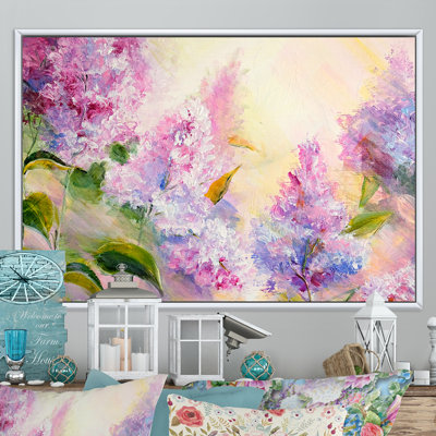 «Modern Modern Lilac Flowers II», reproduction sur toile flottante