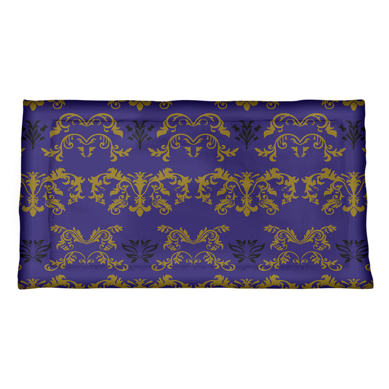 Football Baroque Pattern Pillow Sham, Standard, Microfiber, Purple/Gold/Black